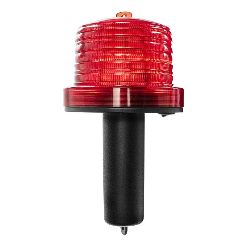 Luwint Handheld Red Emergency Strobe Warning Light - LED Solar Powered Road Construction Cone Traffic Flicker Beacon Lamp (Red) - Image 1